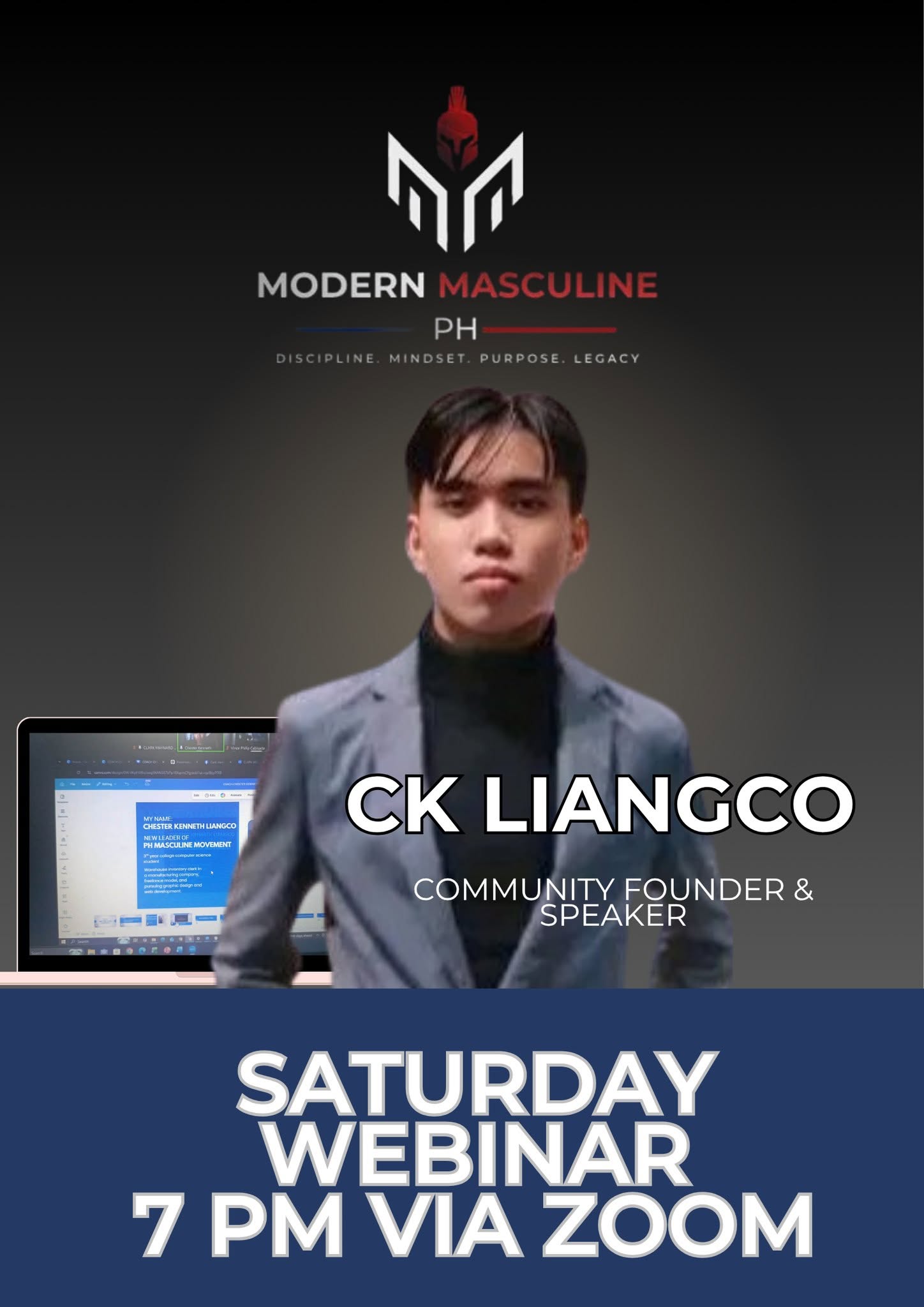 Founder CK Liangco delivering a Zoom webinar presentation